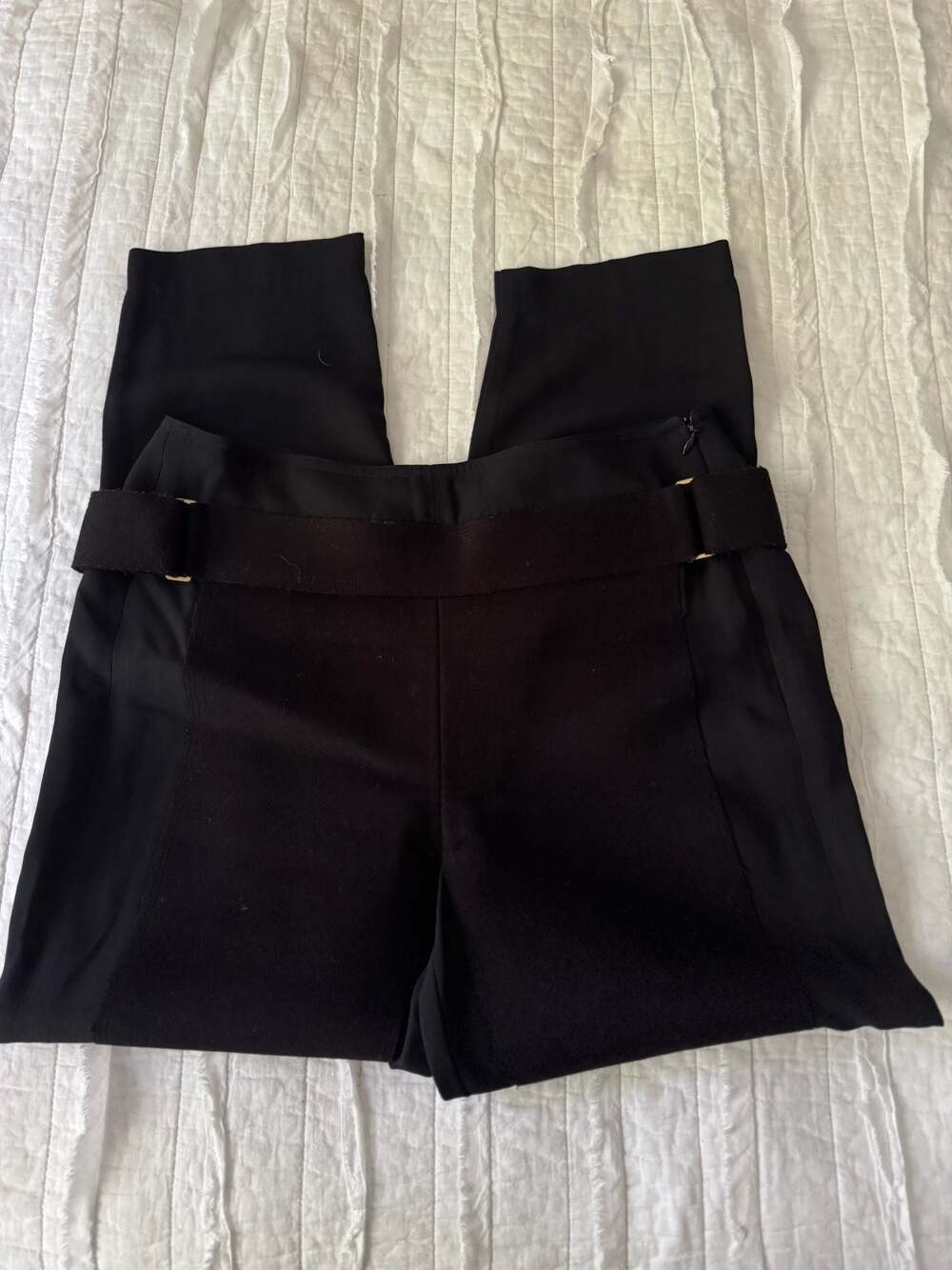 Alexander Wang Black Wool Blend Belted Trousers Size 2